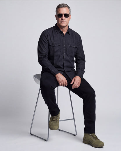 Blue Washed Denim Shirt (Black)