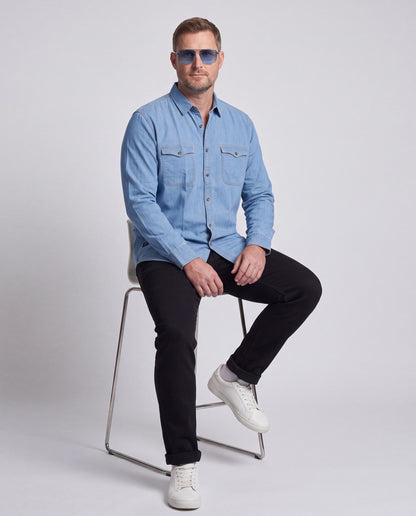Washed Denim Shirt (Ice Blue)