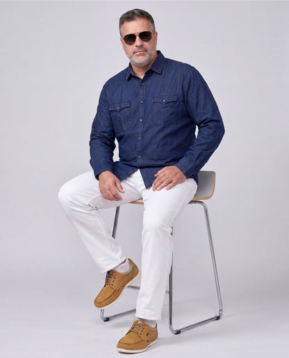 Washed Denim Shirt (Dark Blue)