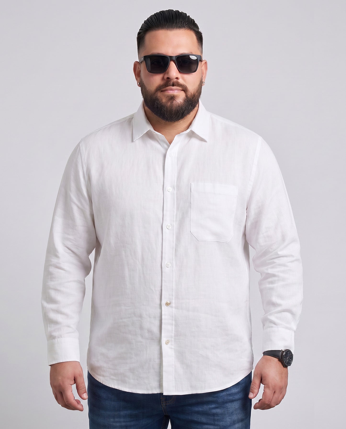Men's White Cotton Lenin Shirt