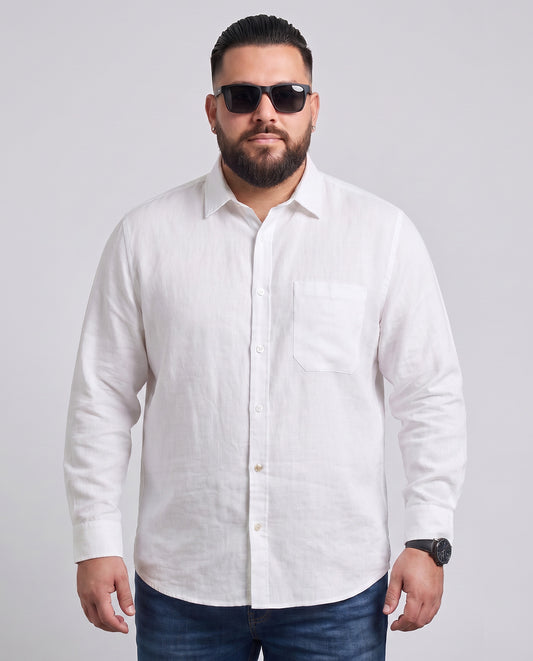 Men's White Cotton Lenin Shirt